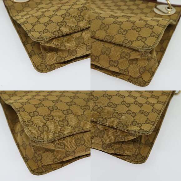 GUCCI GG Canvas Shoulder Bag Beige Gold - Picture 10 of 12